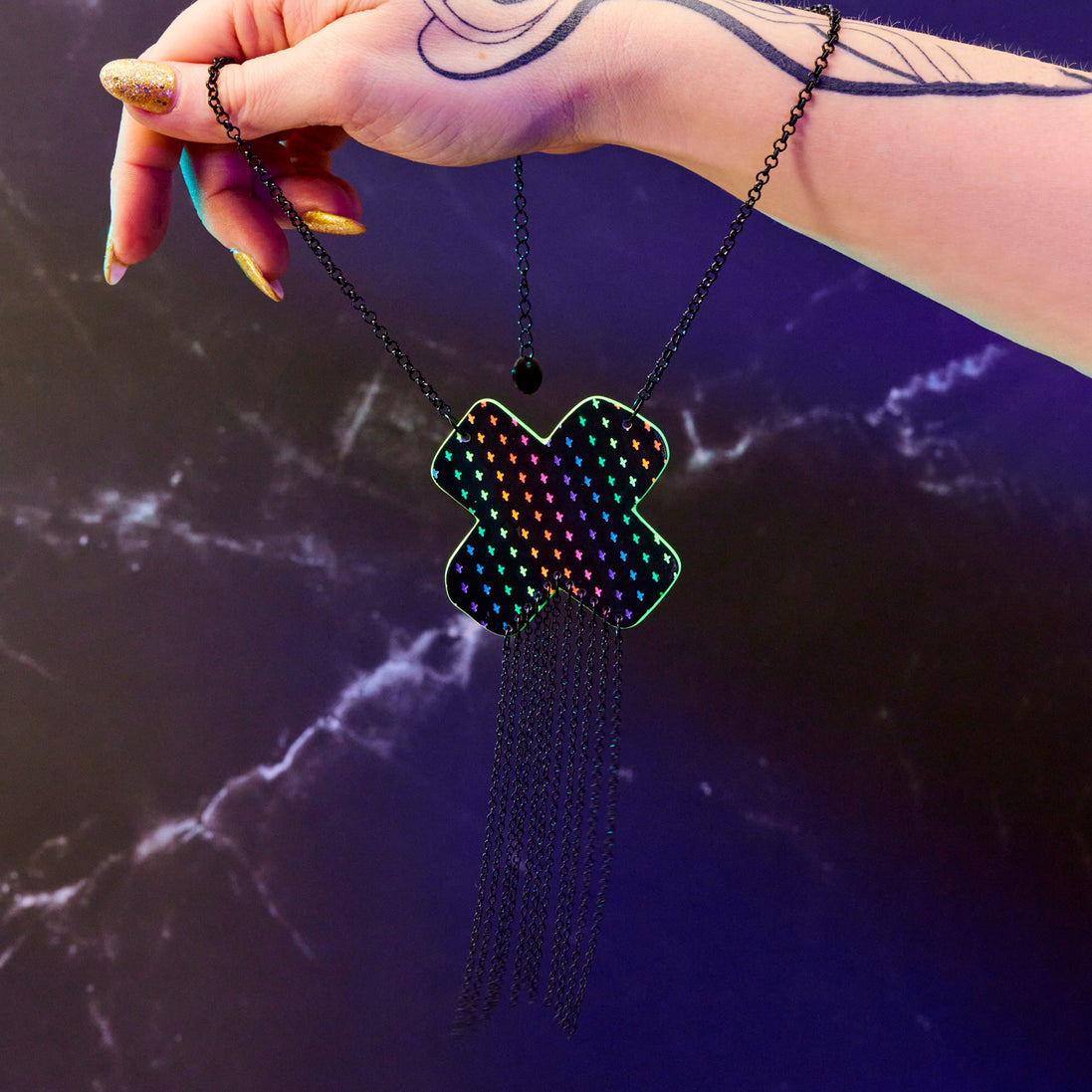 NEON RAINBOW BIG KISSES + KINKS NECKLACE