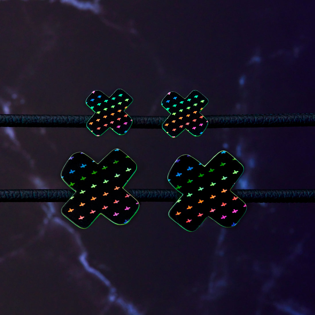 NEON RAINBOW KISS STUDS