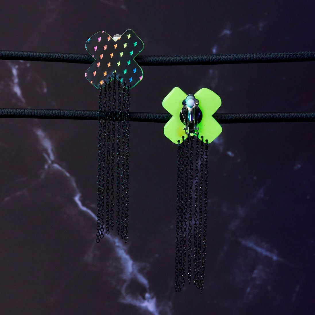 NEON RAINBOW BIG KISSES + KINKS DANGLES