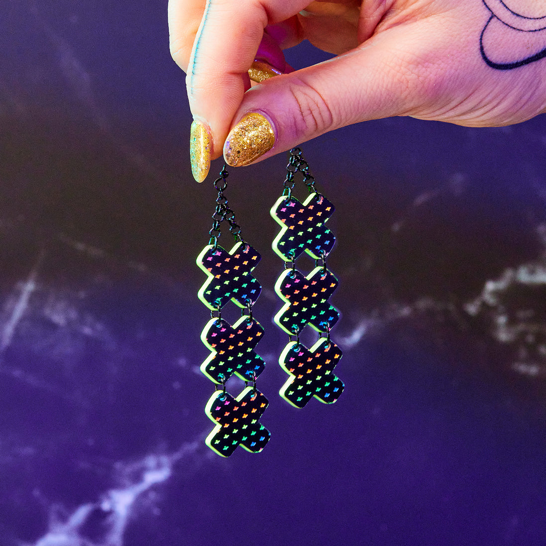 NEON RAINBOW LONG KISSES DROP EARRINGS