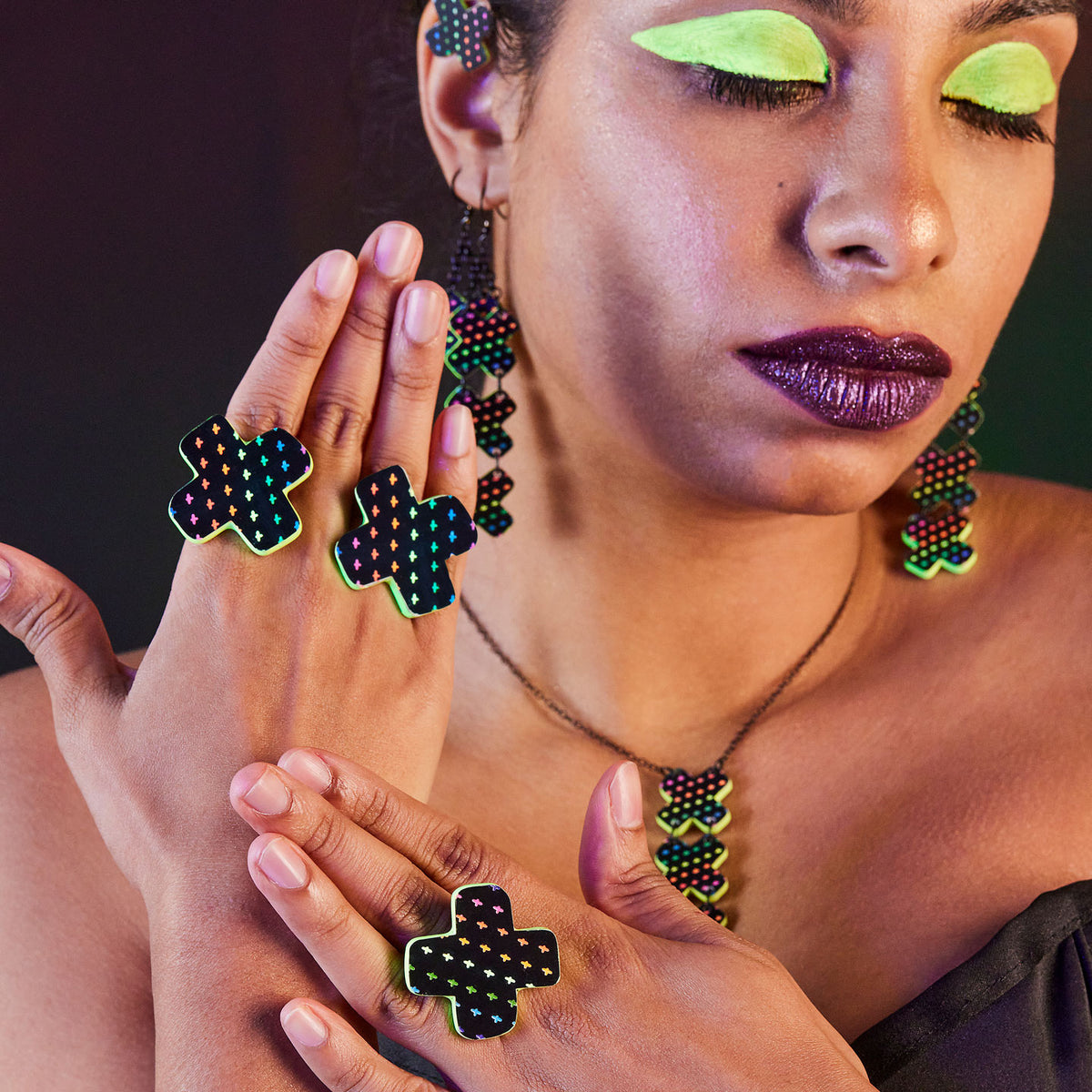 NEON RAINBOW LONG KISSES DROP EARRINGS