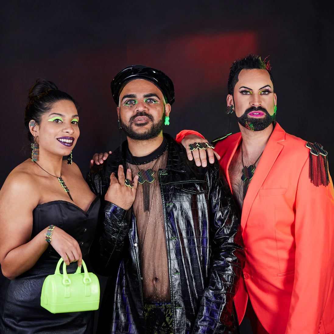 NEON RAINBOW BIG KISSES + KINKS SHOULDER PIECES