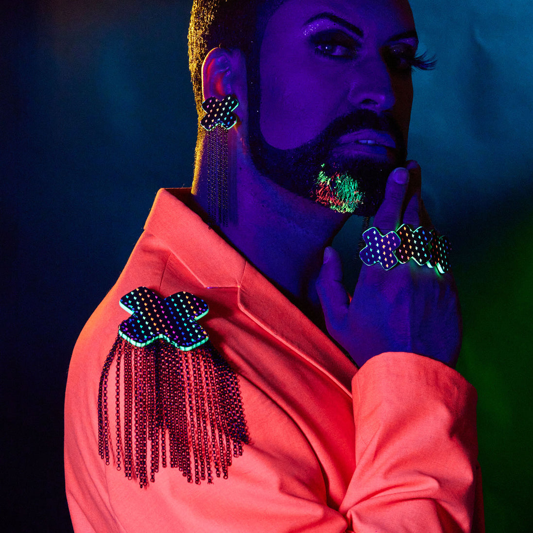 NEON RAINBOW BIG KISSES + KINKS SHOULDER PIECES