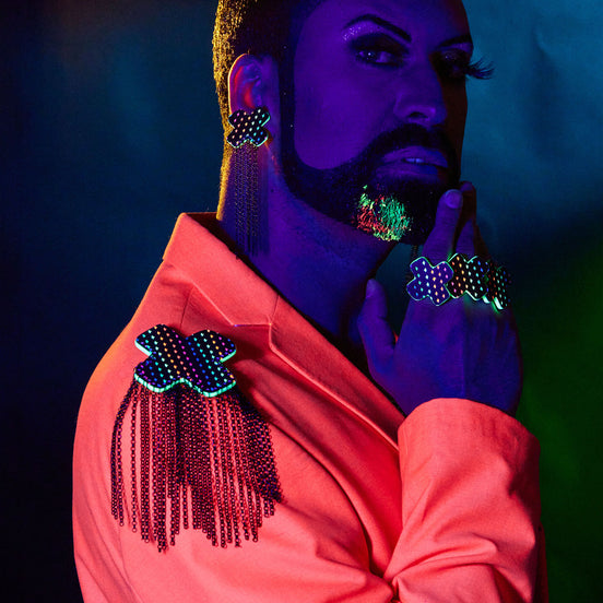 NEON RAINBOW BIG KISSES + KINKS SHOULDER PIECES