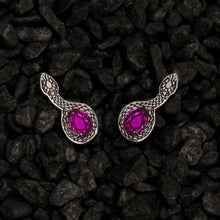 Load image into Gallery viewer, MEDUSA Silver Snake Ear Crawlers | Amethyst or Ruby Gem