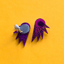 Load image into Gallery viewer, SPREAD YOUR WINGS I Glittery Purple Art Deco Wing Studs