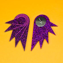 Load image into Gallery viewer, SPREAD YOUR WINGS I Glittery Purple Art Deco Wing Studs