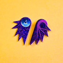 Load image into Gallery viewer, SPREAD YOUR WINGS I Glittery Purple Art Deco Wing Studs