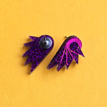 Load image into Gallery viewer, SPREAD YOUR WINGS I Glittery Purple Art Deco Wing Studs