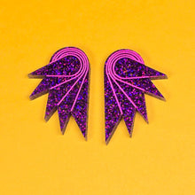 Load image into Gallery viewer, SPREAD YOUR WINGS I Glittery Purple Art Deco Wing Studs