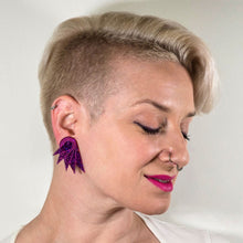 Load image into Gallery viewer, SPREAD YOUR WINGS I Glittery Purple Art Deco Wing Studs