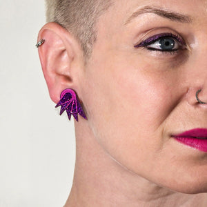 SPREAD YOUR WINGS I Glittery Purple Art Deco Wing Studs