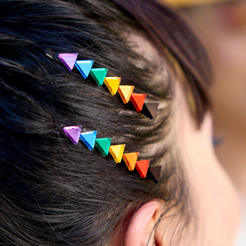 GET DOWN RAINBOW HAIR PINS PAIR