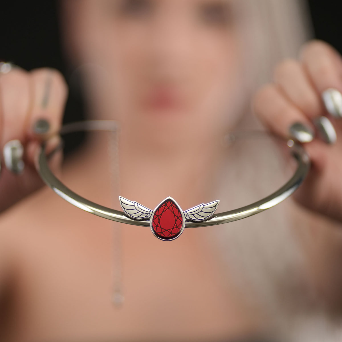 CLEOPATRA STACKABLE CUFF NECKLACE | Ruby and Silver