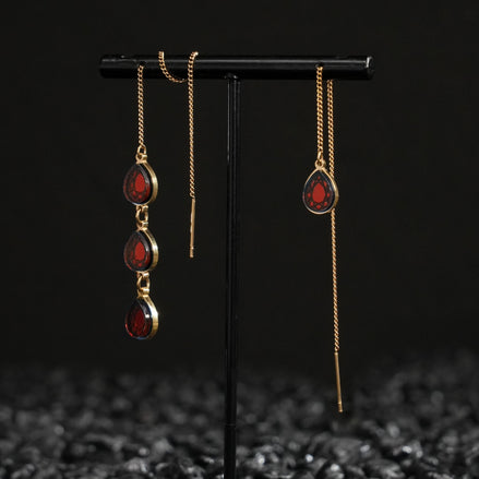 CLEOPATRA MISMATCHED GEM THREADER  EARRINGS | Gold