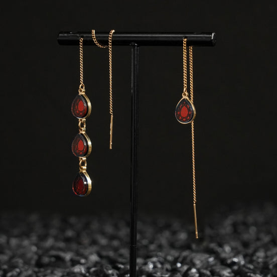 CLEOPATRA MISMATCHED GEM THREADER  EARRINGS | Gold