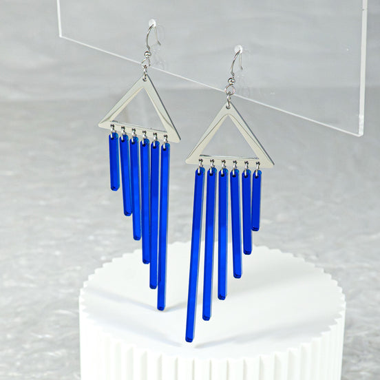 SAPPHIRE ISIS CHIMES | Silver Hook Earrings