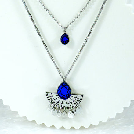 CLEOPATRA  LAYERED GEM BOLO NECKLACE | Silver