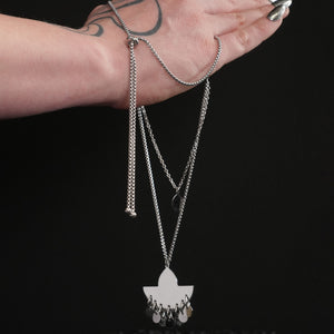 CLEOPATRA  LAYERED GEM BOLO NECKLACE | Silver