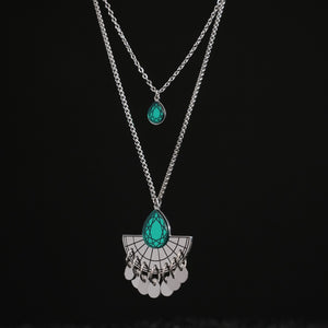 CLEOPATRA  LAYERED GEM BOLO NECKLACE | Silver