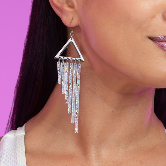 ICY CHIMES Silver Hook Earrings