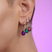 CLEOPATRA GEM DROP HUGGIE HOOPS | Silver