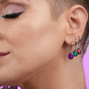 CLEOPATRA GEM DROP HUGGIE HOOPS | Silver