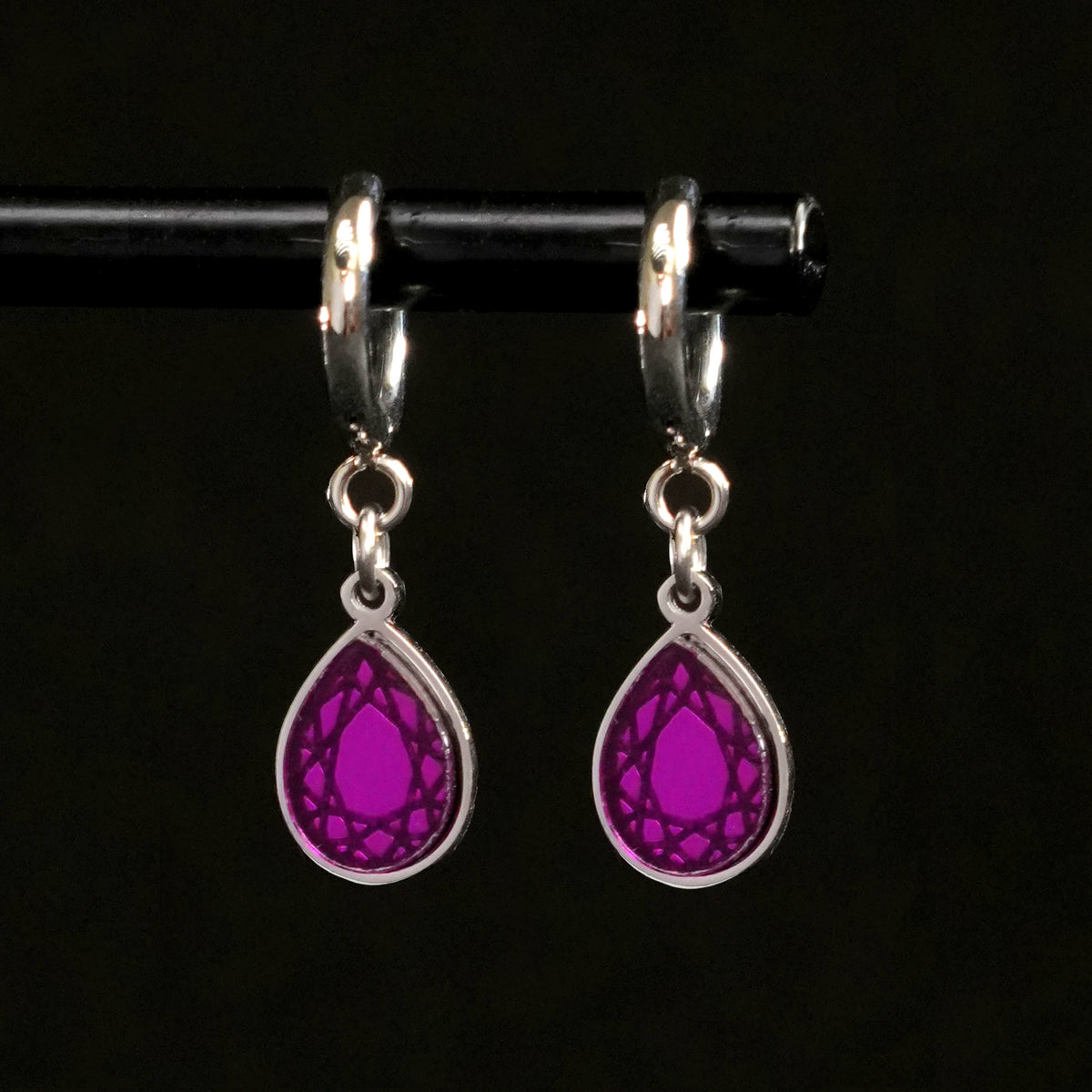 CLEOPATRA GEM DROP HUGGIE HOOPS | Silver