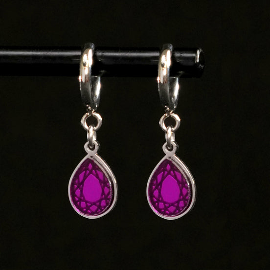 CLEOPATRA GEM DROP HUGGIE HOOPS | Silver