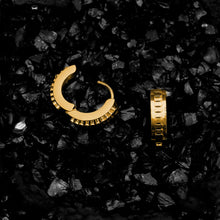 Load image into Gallery viewer, SNAKE SCALE CHUNKY HUGGIE HOOPS | Gold