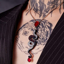 Load image into Gallery viewer, MEDUSA Snake Necklace | Ruby + Onyx