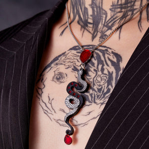 MEDUSA Snake Necklace | Ruby + Onyx