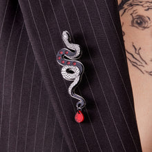 Load image into Gallery viewer, MEDUSA Snake Brooch | Ruby + Onyx