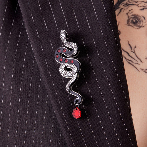 MEDUSA Snake Brooch | Ruby + Onyx