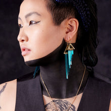 Load image into Gallery viewer, OSIRIS CHIMES | Teal + Gold Hook Earrings