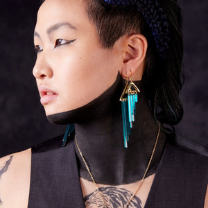 OSIRIS CHIMES | Teal + Gold Hook Earrings