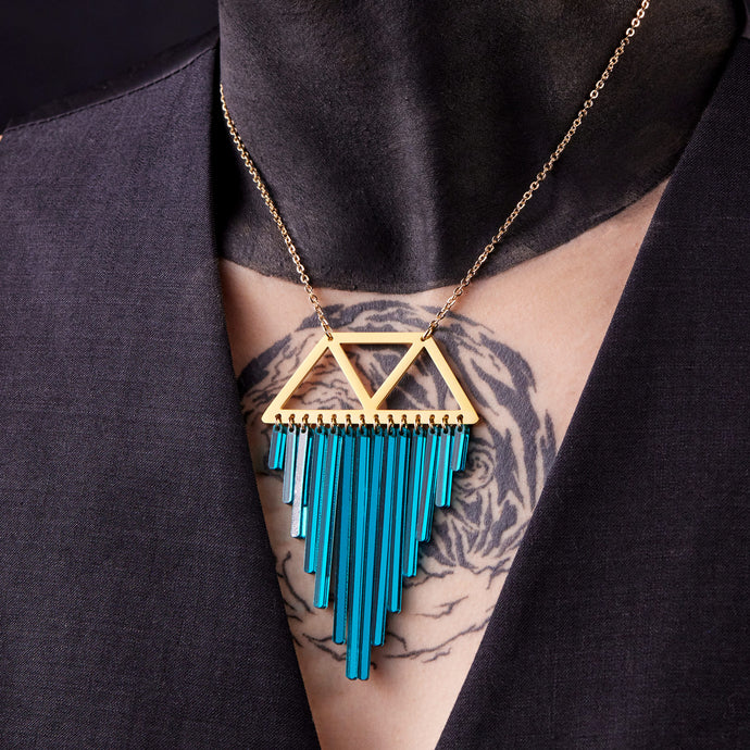 OSIRIS CHIMES NECKLACE| Teal + Gold