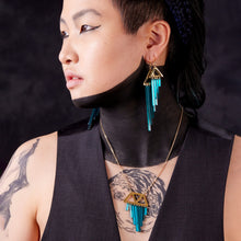 Load image into Gallery viewer, OSIRIS CHIMETTES | Teal + Gold Earrings