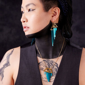 OSIRIS CHIMETTES | Teal + Gold Earrings