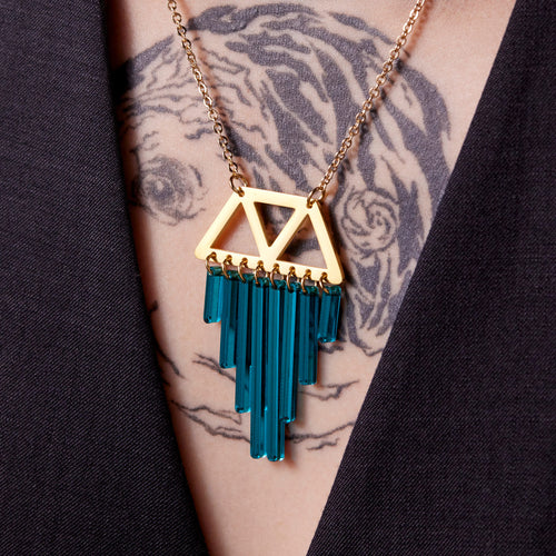 OSIRIS CHIMETTES NECKLACE| Teal + Gold