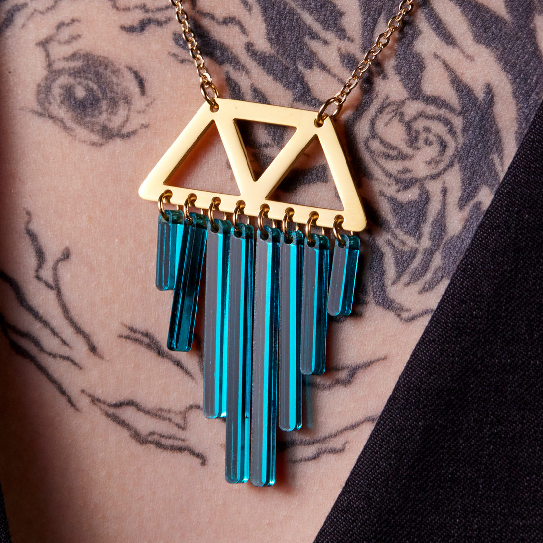 OSIRIS CHIMETTES NECKLACE| Teal + Gold