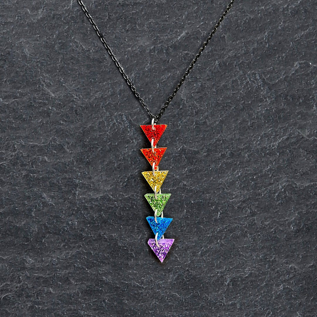 Australian Handmade Maine And Mara Nickel Free Pride Glittery ANJA RAINBOW NECKLACE