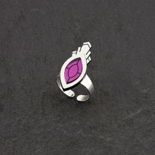Load image into Gallery viewer, Maine And Mara Handmade In Australia MARQUISE WARRIOR Art Deco Adjustable Silver Ring In Purple Amethyst