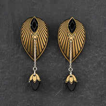 Load image into Gallery viewer, Earrings SMALL ATHENA I Black and Gold Stackable Earrings Stackable black and gold Art Deco earrings