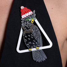 Load image into Gallery viewer, Handmade THE COCKIE COLLAB COREY Cockatoo Christmas Brooch by Maine and Mara and Mulga the Artist