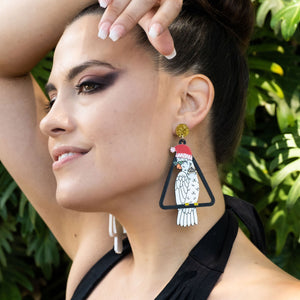 Person Wearing the Maine And Mara COCKIE COLLAB Australian Christmas Earrings handmade in Australia