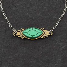 Load image into Gallery viewer, Closeup of the Handmade Maine and Mara ATHENA Silver Art Deco Bracelet in emerald green