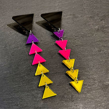 Load image into Gallery viewer, Maine And Mara SO FUNKED Long CLIP-ON Retro Triangle Dangles, Handmade in Australia