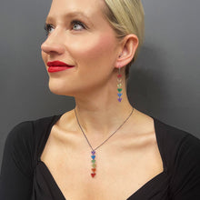 Load image into Gallery viewer, Necklace ANJA RAINBOW HOOPS Dainty ANJA rainbow sparkly silver hoops