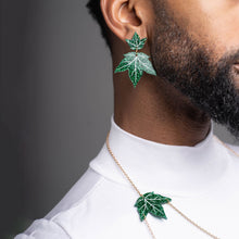 Load image into Gallery viewer, Earrings POISON IVY LEAF EARRINGS Poison Ivy Green and Gold dangles